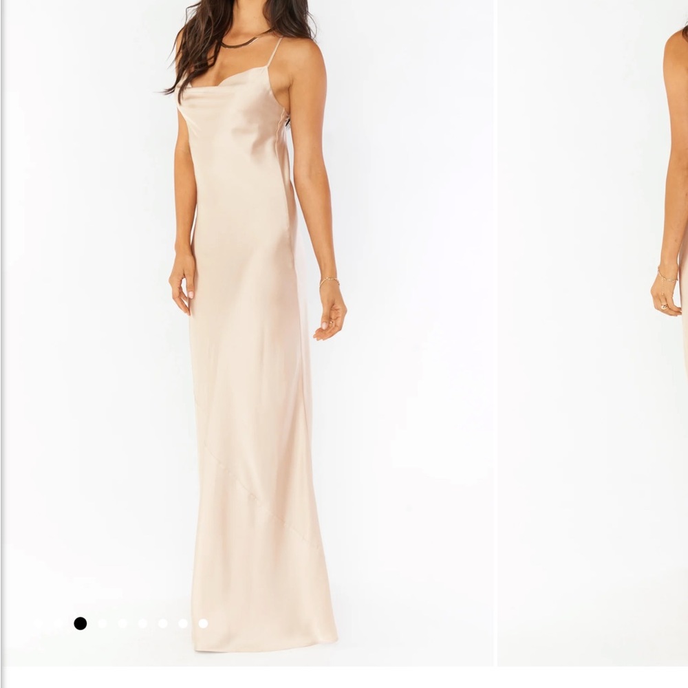Show me your MUMU wedding maxi floor length slip dress in champagne Sz XL NWT